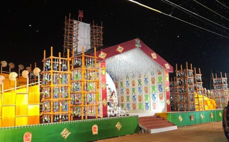 মোহনপুরে স্বল্প বাজেটের পুজোয় মানুষকে বিনোদন দেওয়ার চেষ্টা আয়োজক দের