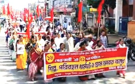 বন্ধের সমর্থনে আগরতলায় মিছিল করলো বামেরা