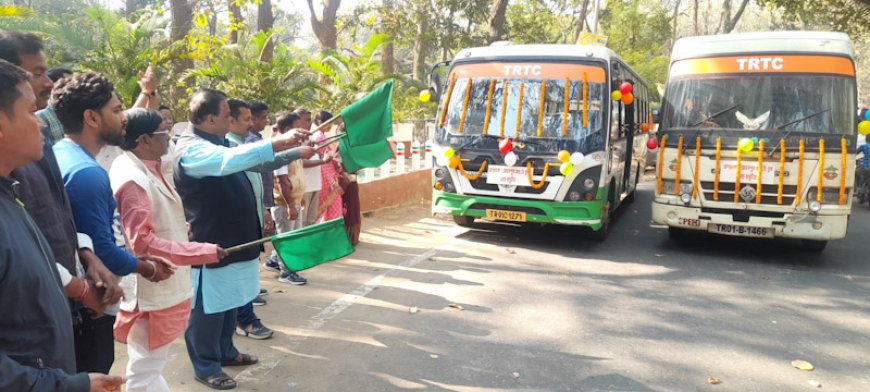 বামুটিয়া সড়কে শুরু হলো TRTC-র যাত্রীবাহী বাস পরিষেবা