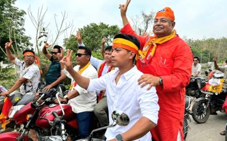 লেফুঙ্গায় বিপ্লব দেবর সমর্থনে বাইক রেলি ও নির্বাচনী বুথ অফিসের উদ্বোধন