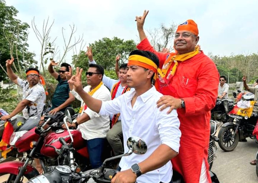 লেফুঙ্গায় বিপ্লব দেবর সমর্থনে বাইক রেলি ও নির্বাচনী বুথ অফিসের উদ্বোধন