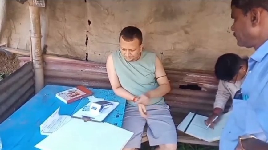 উর্দি ছেড়ে হাফ প্যান্ট পড়ে রাস্তায় জরিমানা সংগ্রহ করছেন লেম্বুছড়া ফাঁড়ির ওসি