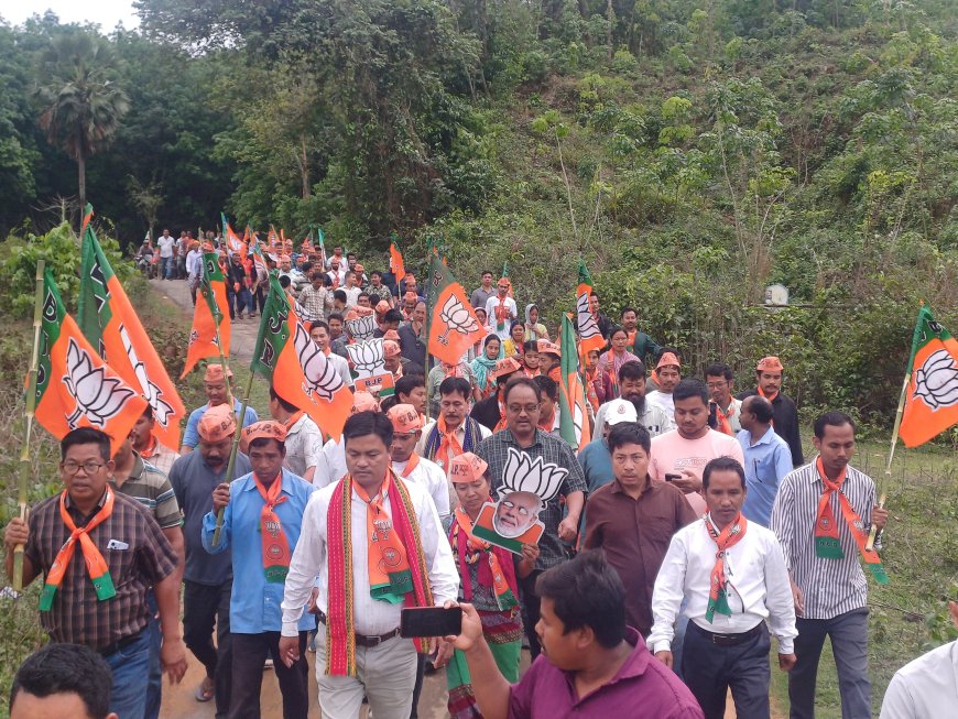 বুধজং নগর ওয়াখিনগর কেন্দ্রে বিজেপি প্রার্থীর প্রচারে ঝড়